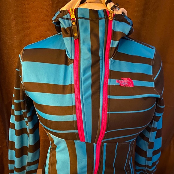 Blue Striped North Face Hoodie - Picture 1 of 2